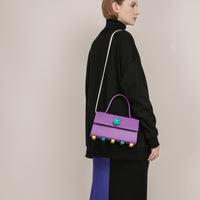 Mini Trapezoid Satchel Bag with Strap • Purple