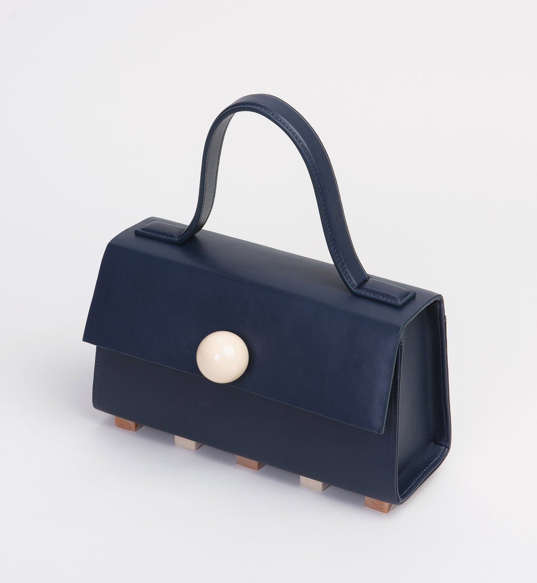 Mini Trapezoid Satchel Bag with Strap • Navy