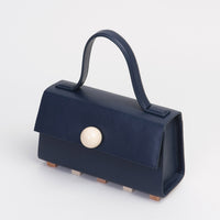 Mini Trapezoid Satchel Bag with Strap • Navy