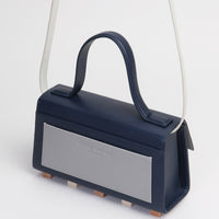 Mini Trapezoid Satchel Bag with Strap • Navy