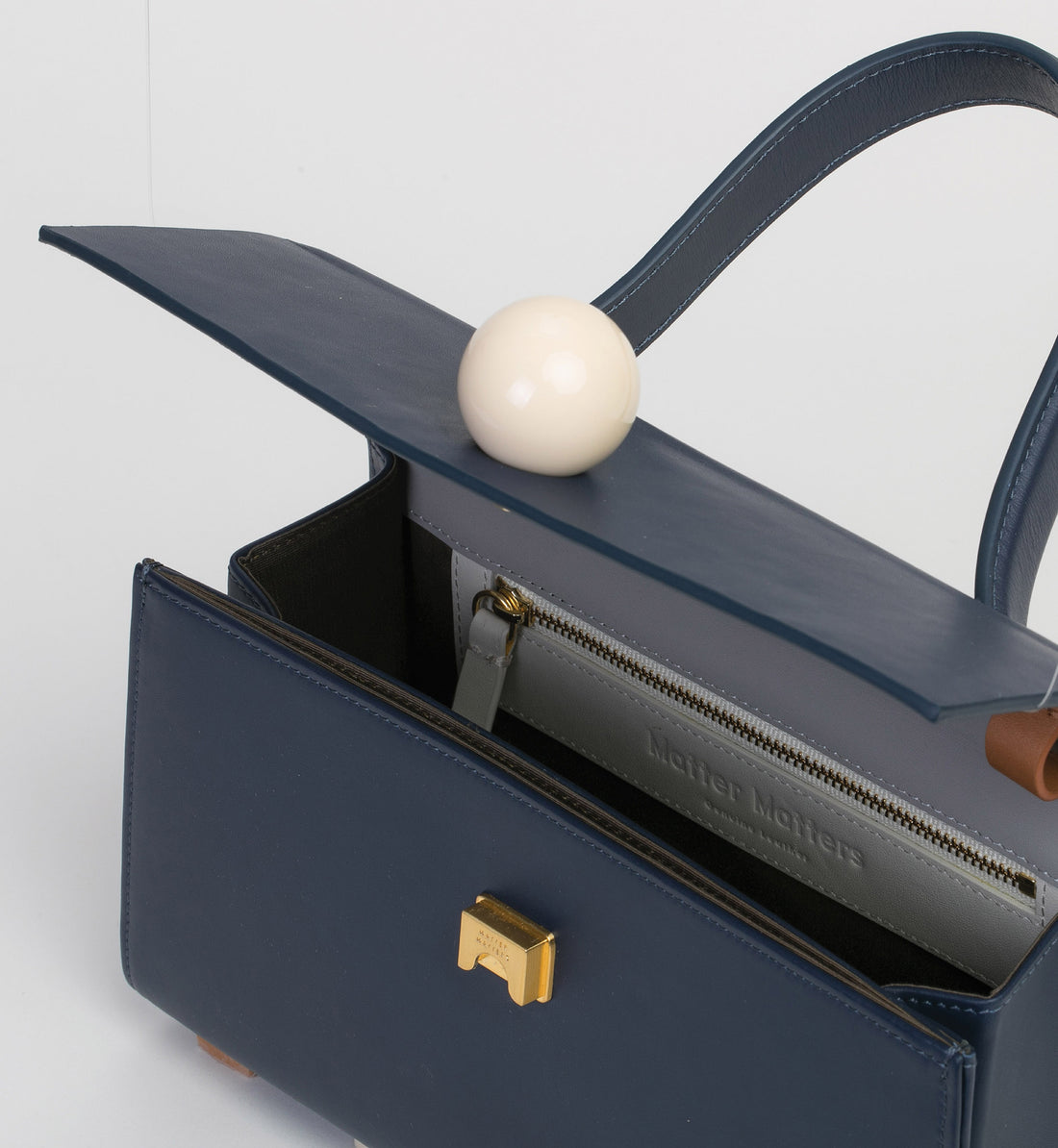 Mini Trapezoid Satchel Bag with Strap • Navy
