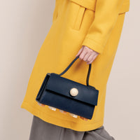 Mini Trapezoid Satchel Bag with Strap • Navy