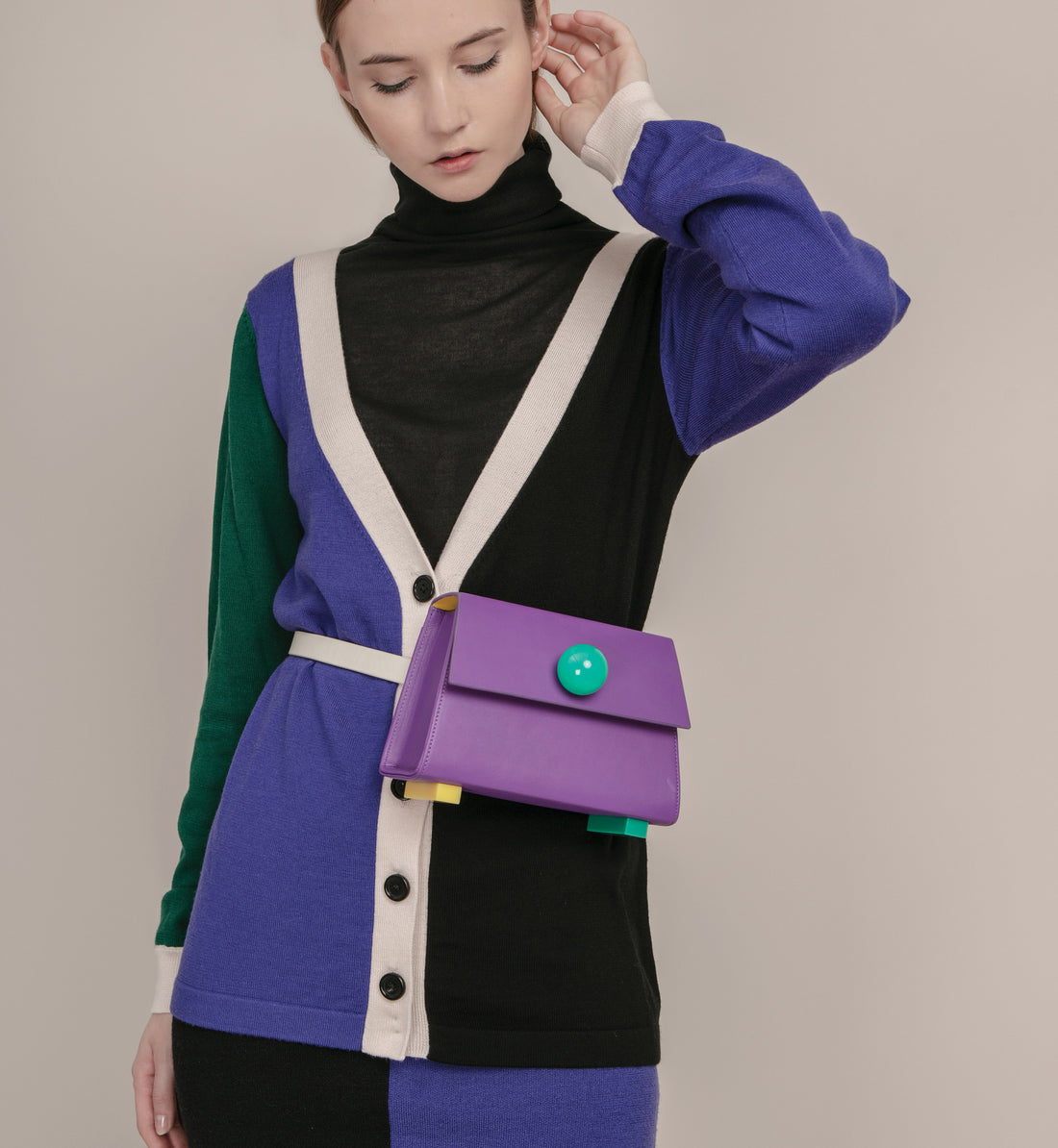 Mini Trapezoid Belt & Shoulder Bag • Purple