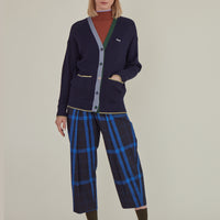 'Nope' / V-Neck Knit Cardigan • Navy