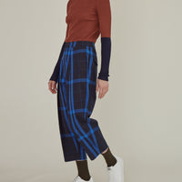 Note to Self / Embroidered Tartan Plaid Pants • Navy