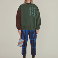 Note to Self / Embroidered Tartan Plaid Pants • Navy