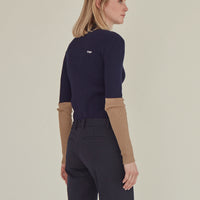'Nope' / Turtleneck Knit Top • Navy