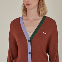 'Nope' / V-Neck Knit Cardigan • Brown