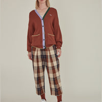'Nope' / V-Neck Knit Cardigan • Brown