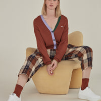 'Nope' / V-Neck Knit Cardigan • Brown