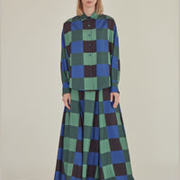 Decka / Checkered Loose Fit Capri Shirt • Green