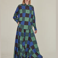 Decka / Checkered Loose Fit Capri Shirt • Green
