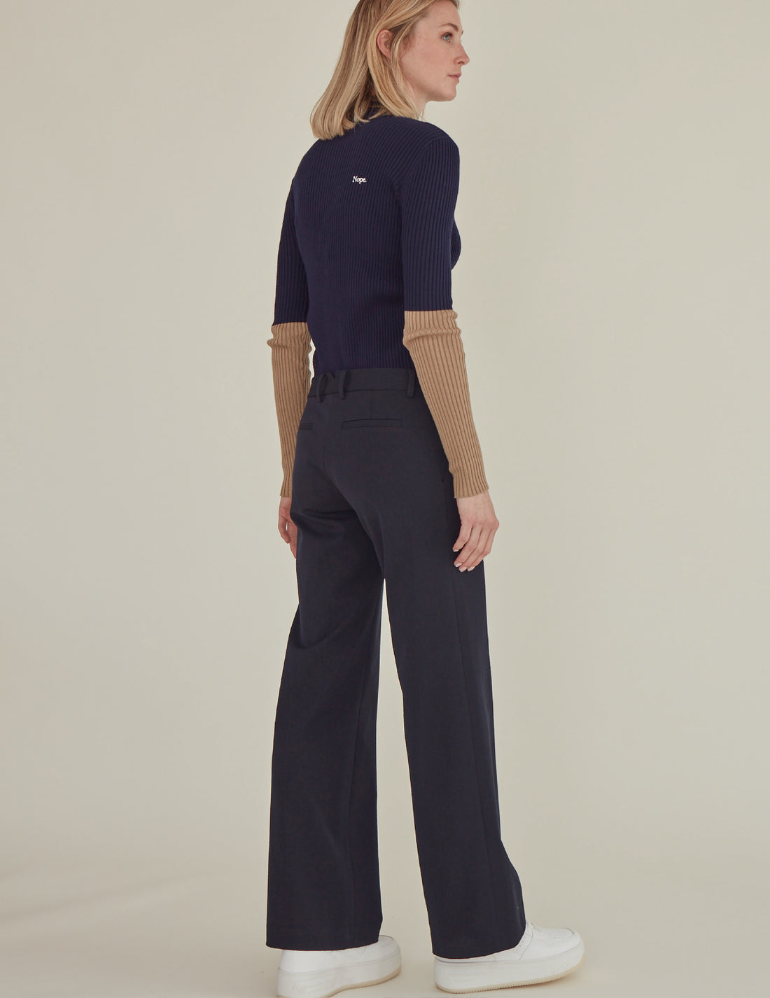'HELLO' / Straight Fit Trousers • Navy