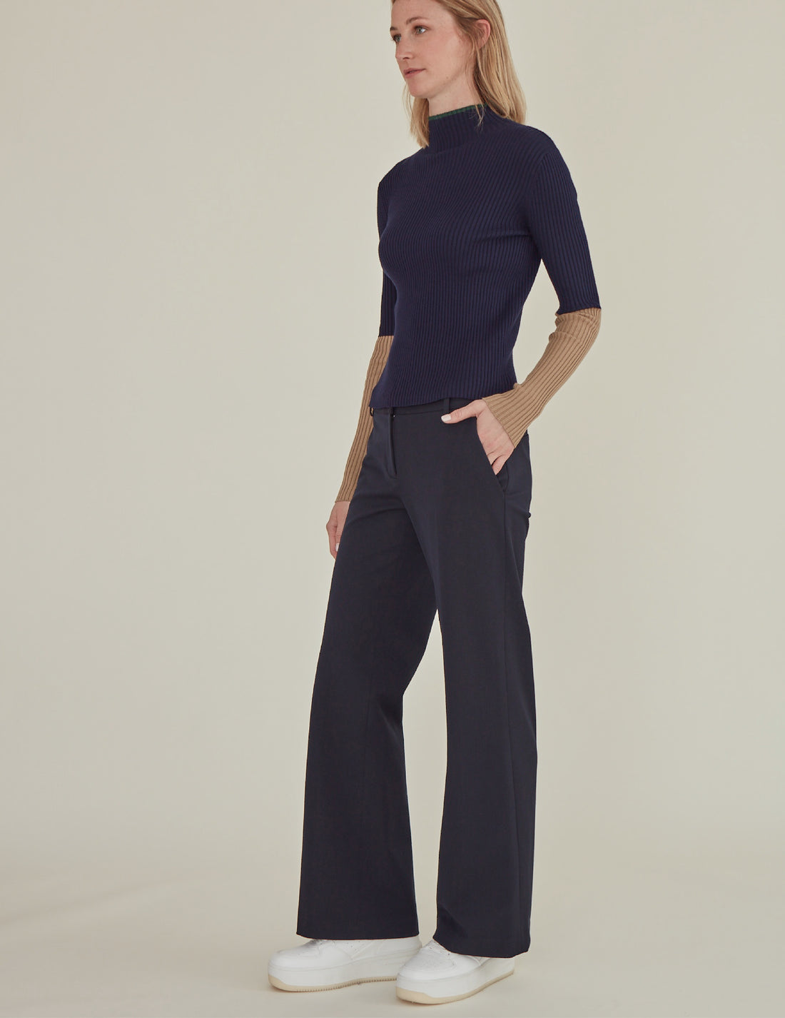 'HELLO' / Straight Fit Trousers • Navy