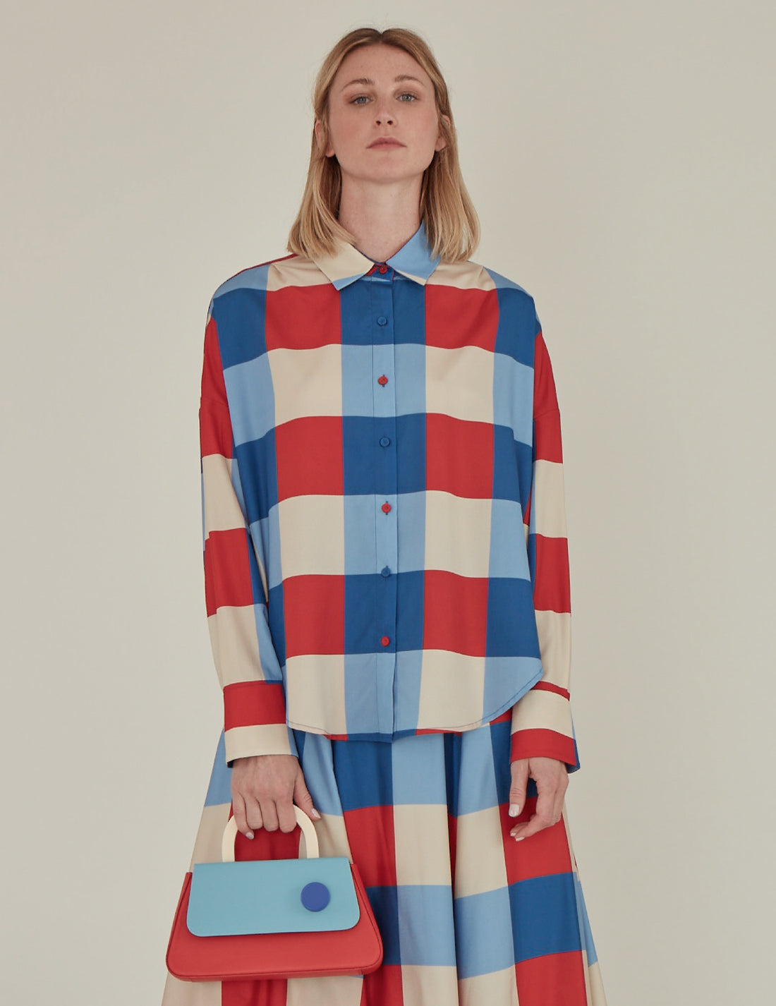 Secka / Checkered Loose Fit Capri Shirt • Red