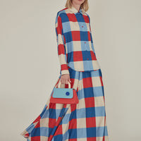 Secka / Checkered Loose Fit Capri Shirt • Red