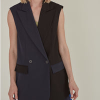 'So,' / Embroidered Two-Tone Suit Vest • Navy & Black