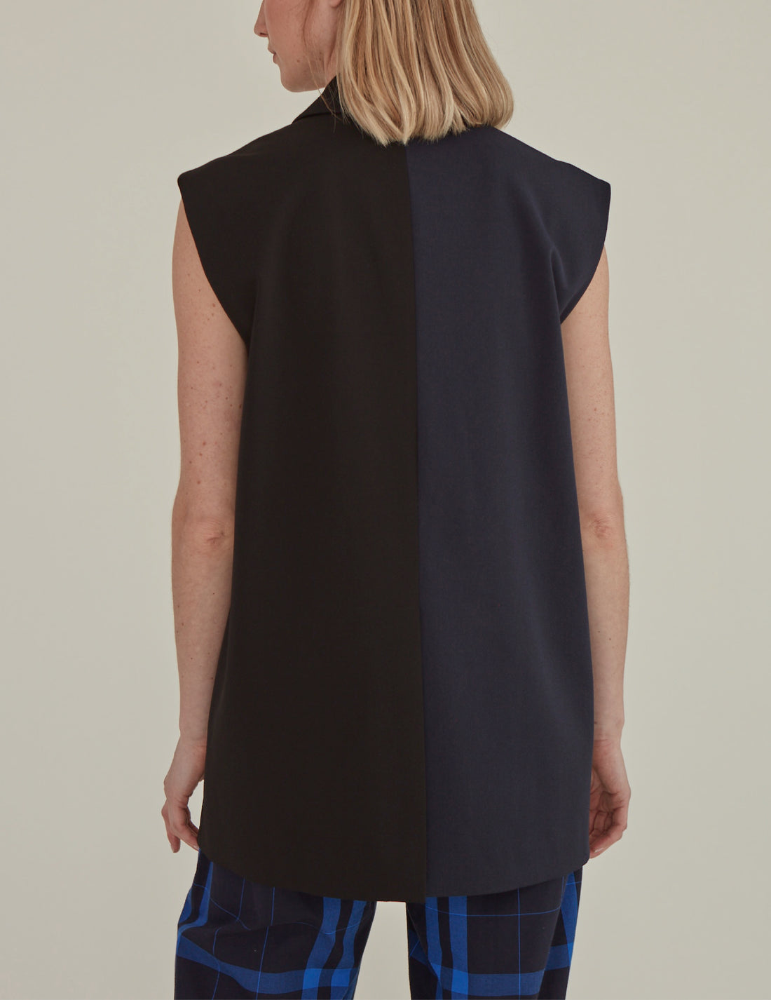 'So,' / Embroidered Two-Tone Suit Vest • Navy & Black