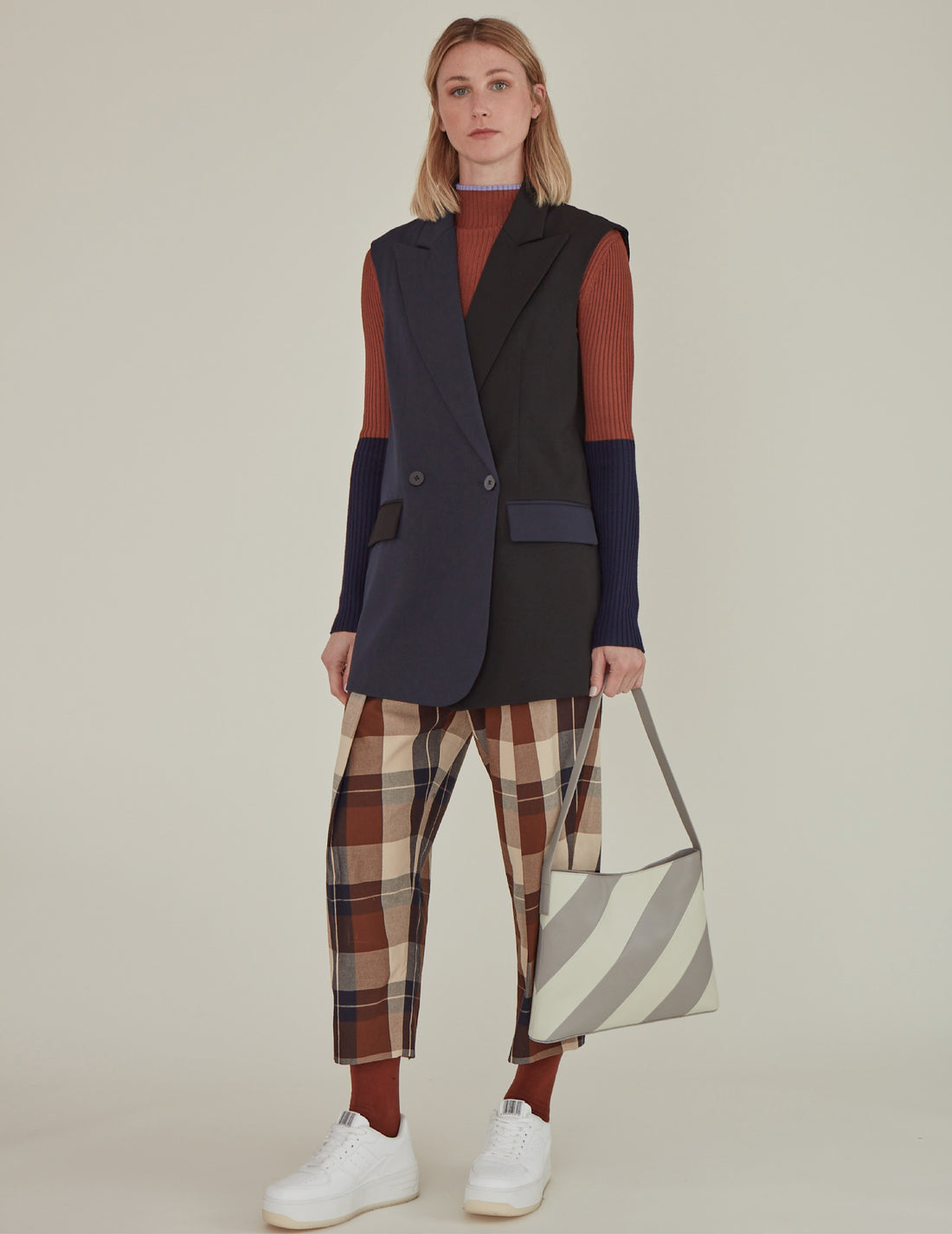 'So,' / Embroidered Two-Tone Suit Vest • Navy & Black