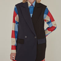 'So,' / Embroidered Two-Tone Suit Vest • Navy & Black