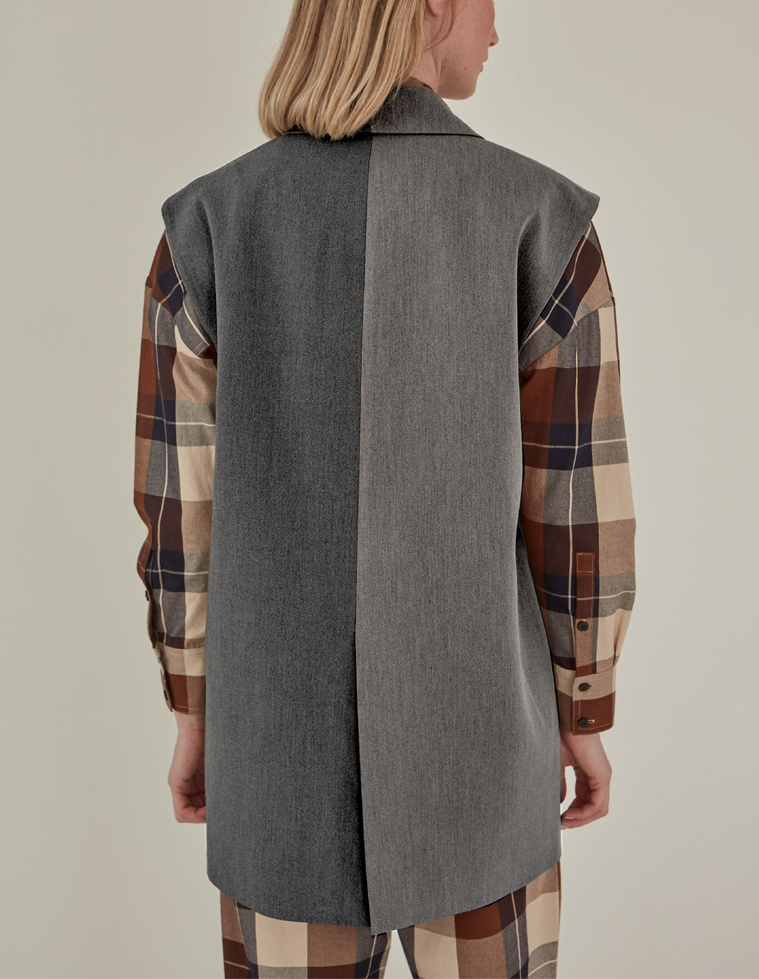 'So,' / Embroidered Two-Tone Suit Vest • Grey Twill