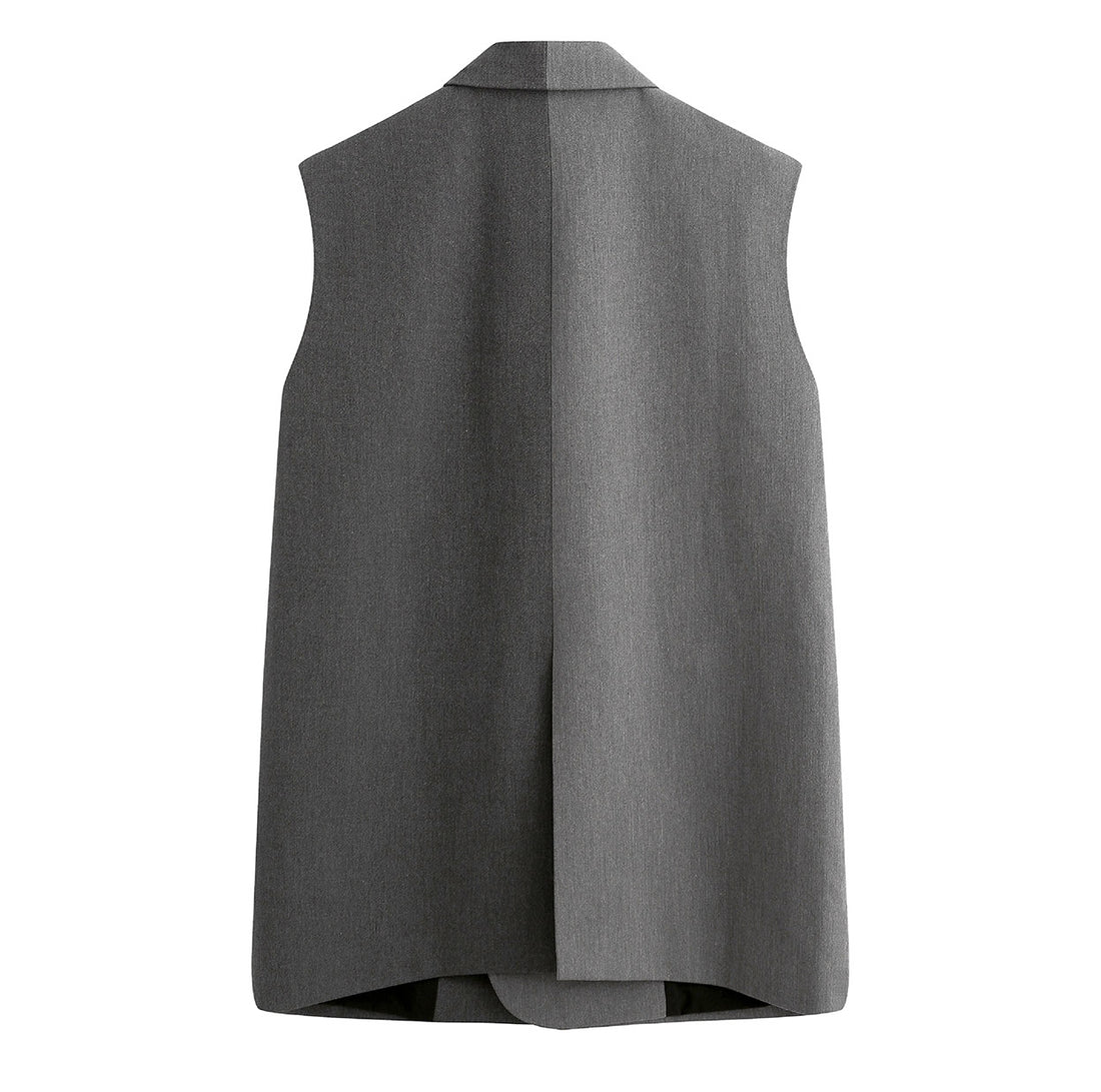 'So,' / Embroidered Two-Tone Suit Vest • Grey Twill