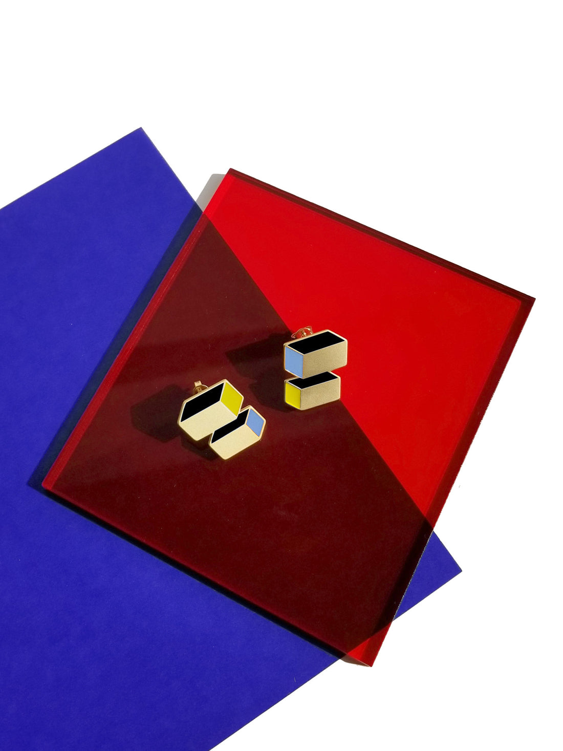Cuboid Studs • Black & Yellow