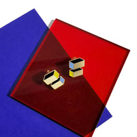 Cuboid Studs • Black & Yellow