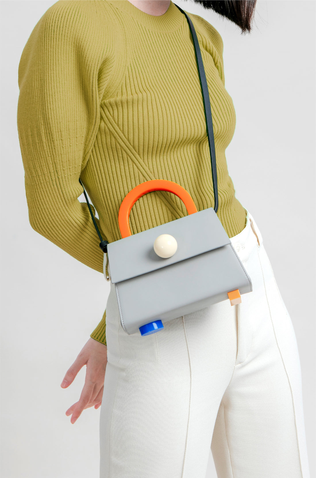 Diva Satchel Bag with Strap • Grey