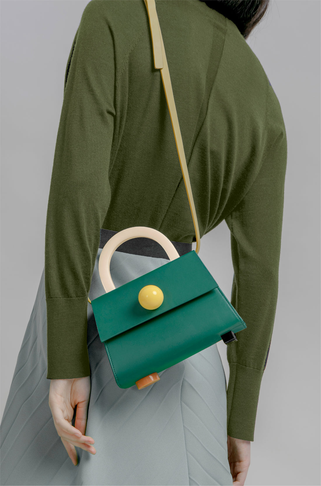 Diva Satchel Bag with Strap • Dark Green