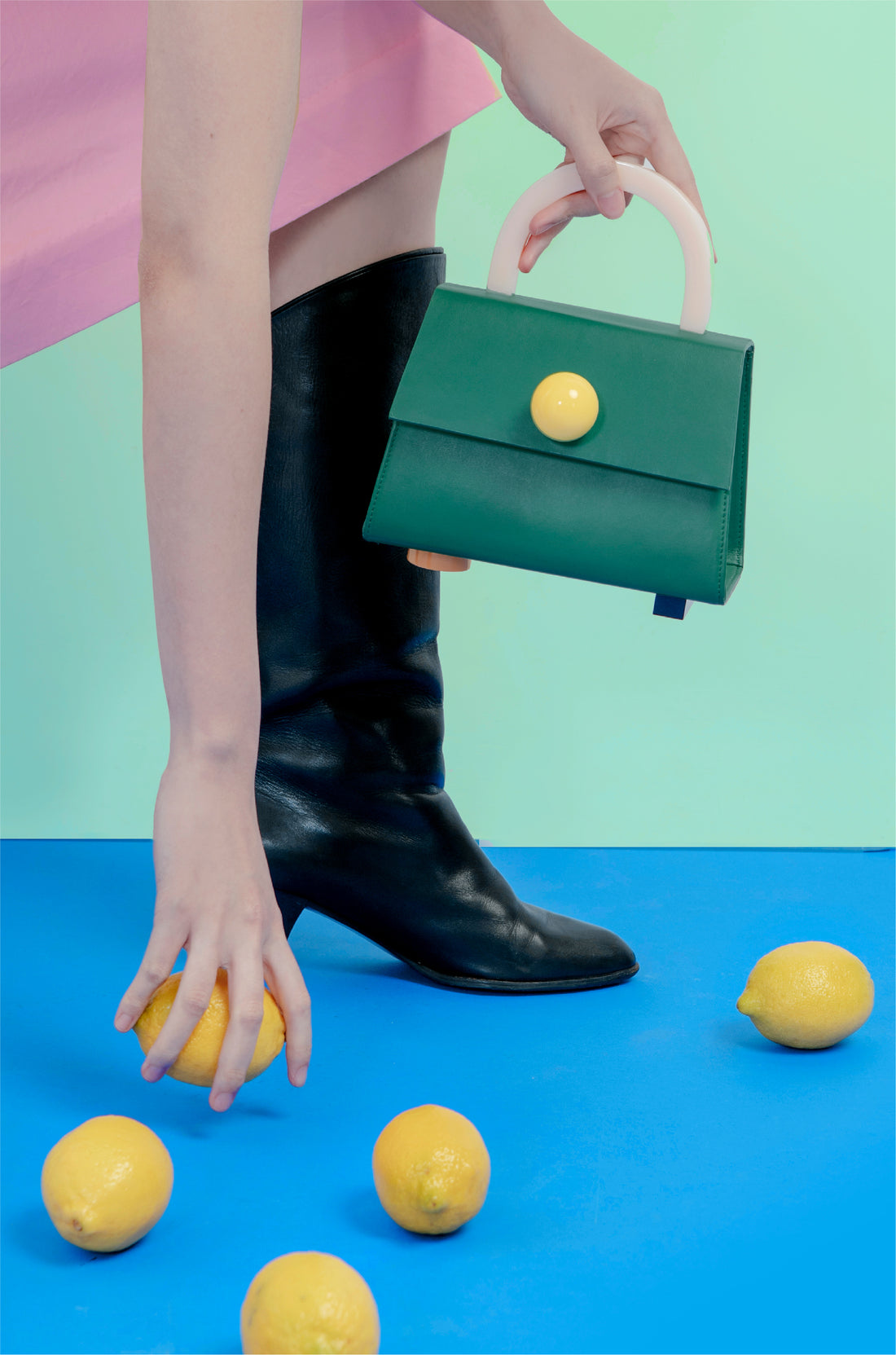 Diva Satchel Bag with Strap • Dark Green