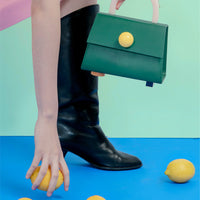 Diva Satchel Bag with Strap • Dark Green