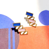 Stairs Earrings • Navy & Pink
