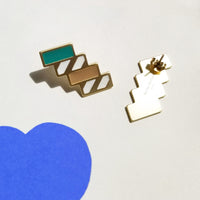 Stairs Earrings • Green & Brown