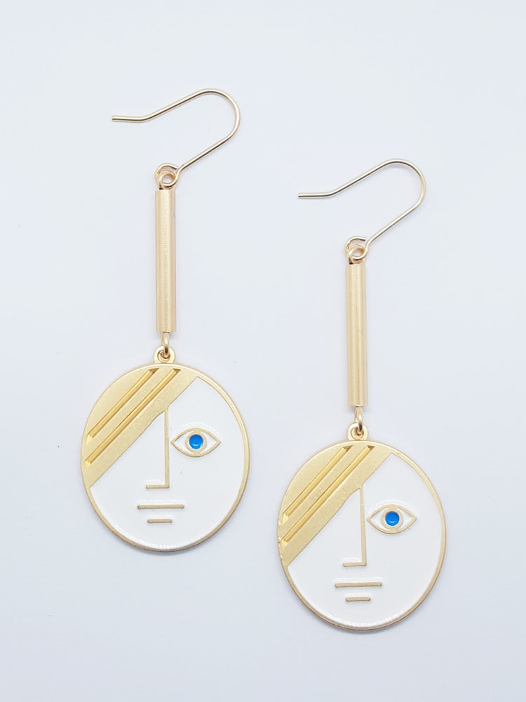 Large Phase Earrings • White