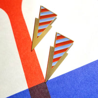 Striped Tri Earrings • Blue & Rush Orange