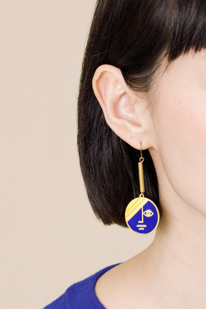 Large Eclipse Earrings • Navy