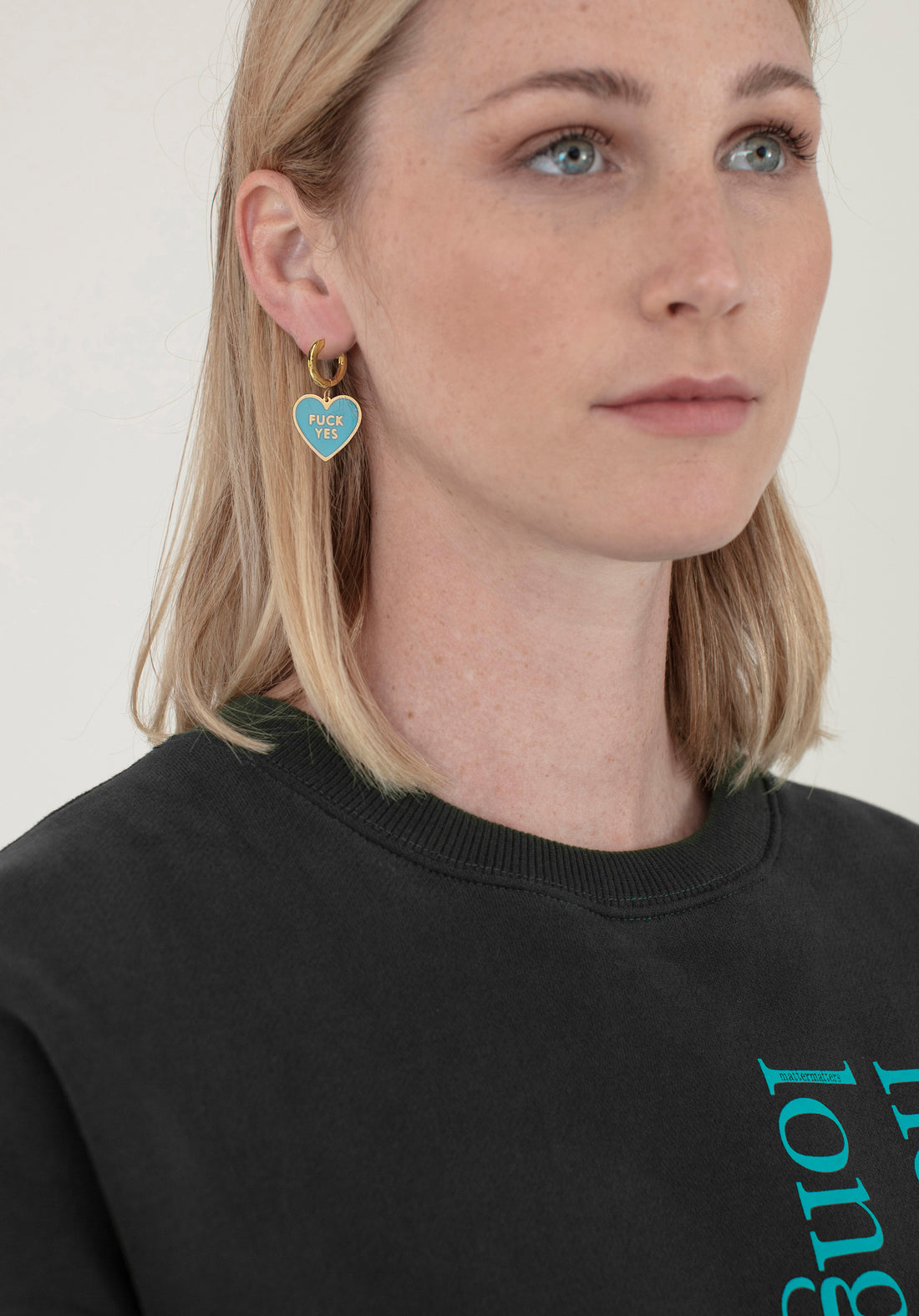 Fuck Yes Earring • Cyan / Reversible
