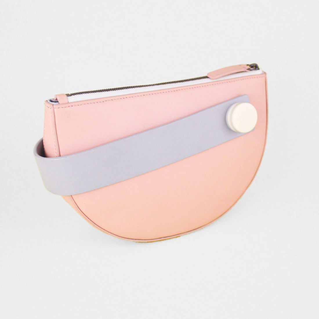 Mini Half Moon Clutch • Blush + Grey