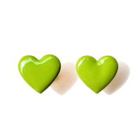 Puffy Heart Studs • Olive
