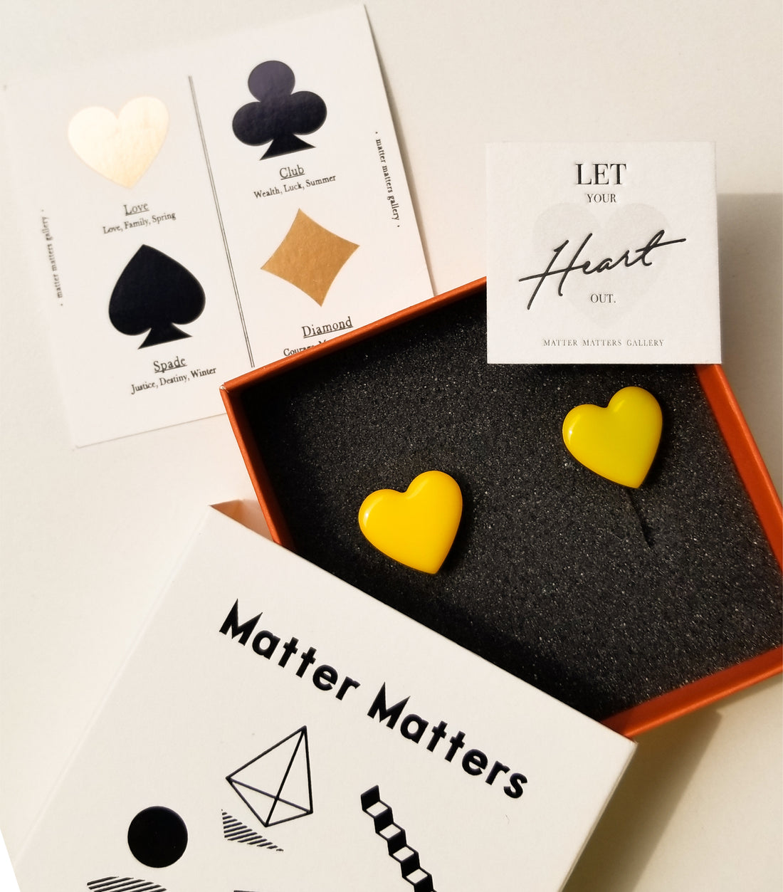 Puffy Heart Studs • Yellow