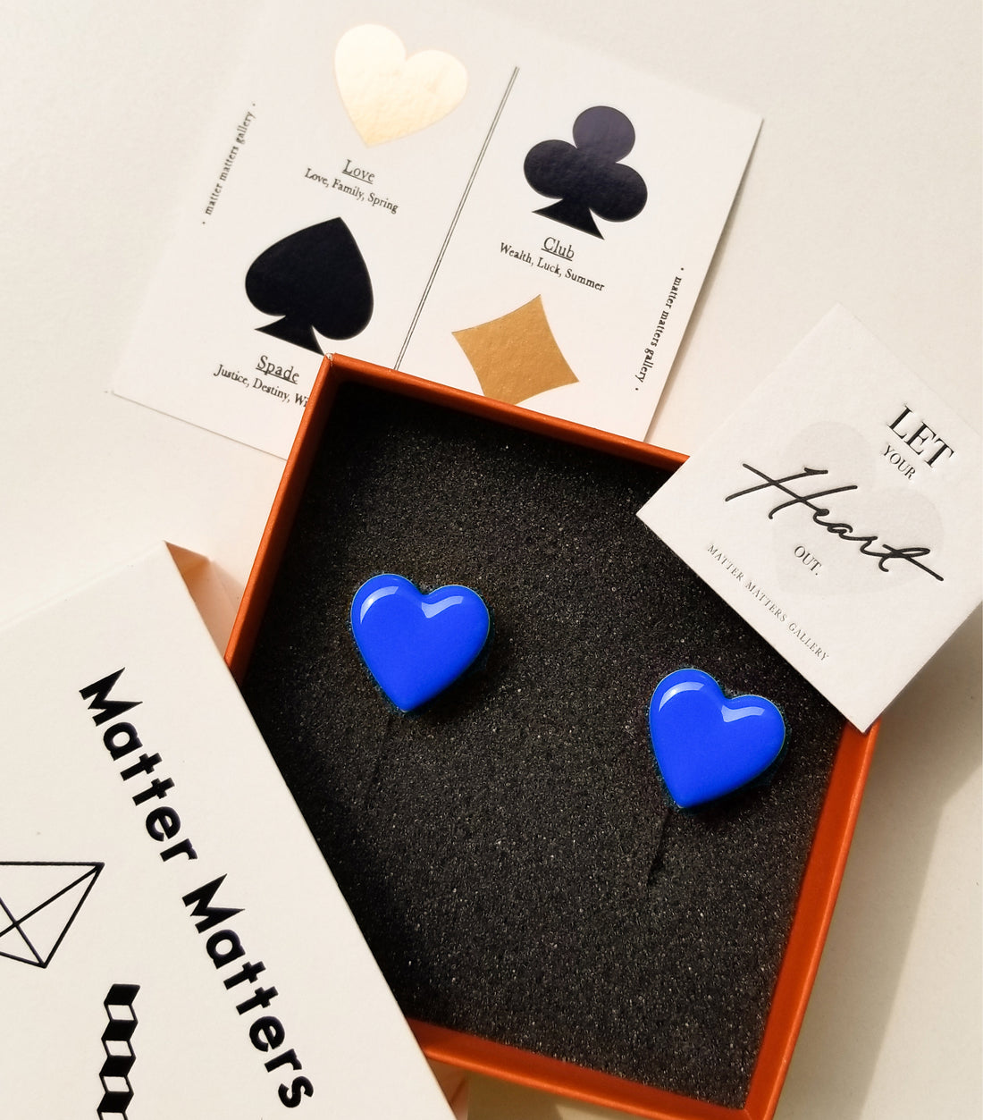 Puffy Heart Studs • Cobalt Blue