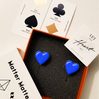 Puffy Heart Studs • Cobalt Blue