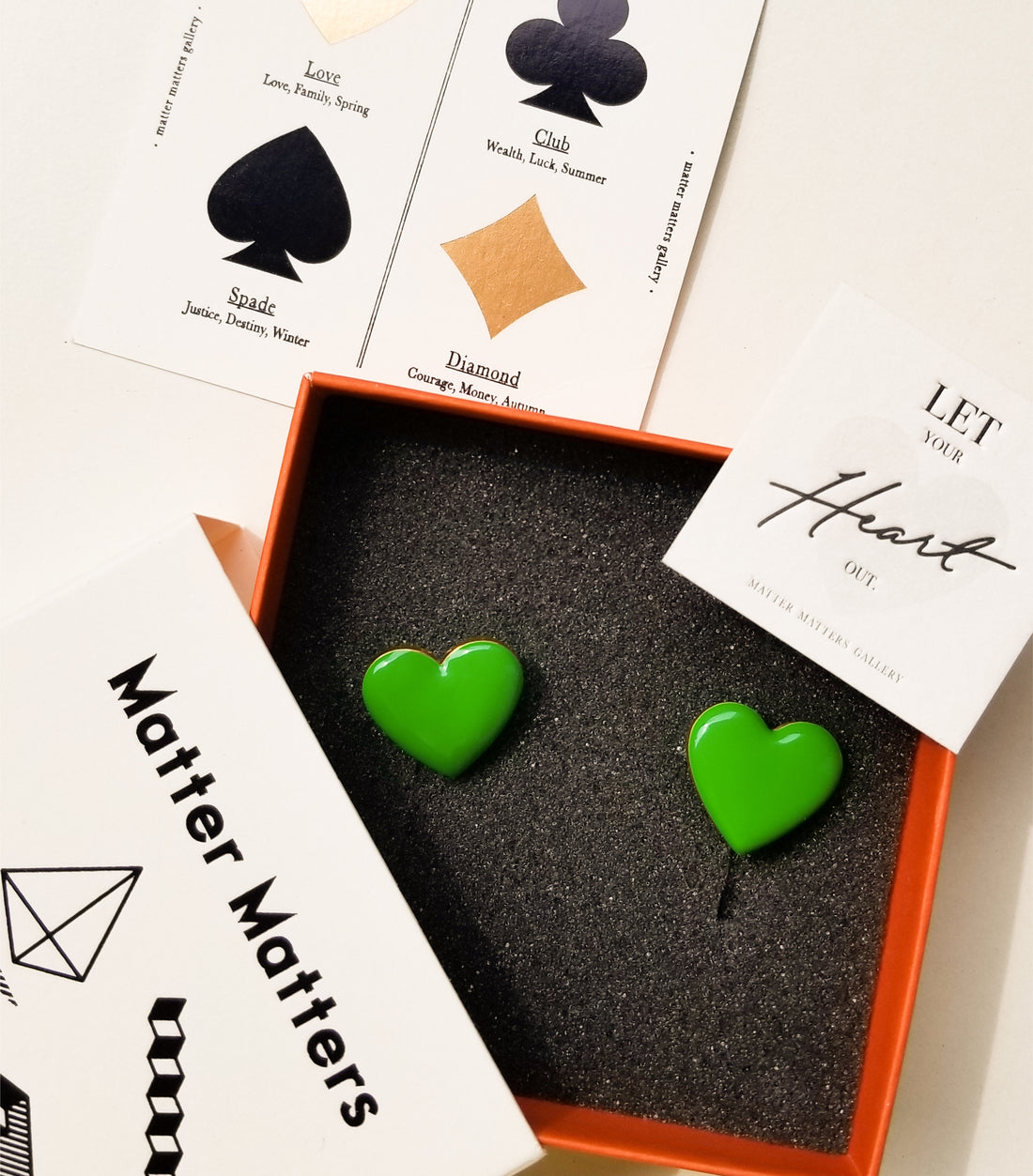Puffy Heart Studs • Green