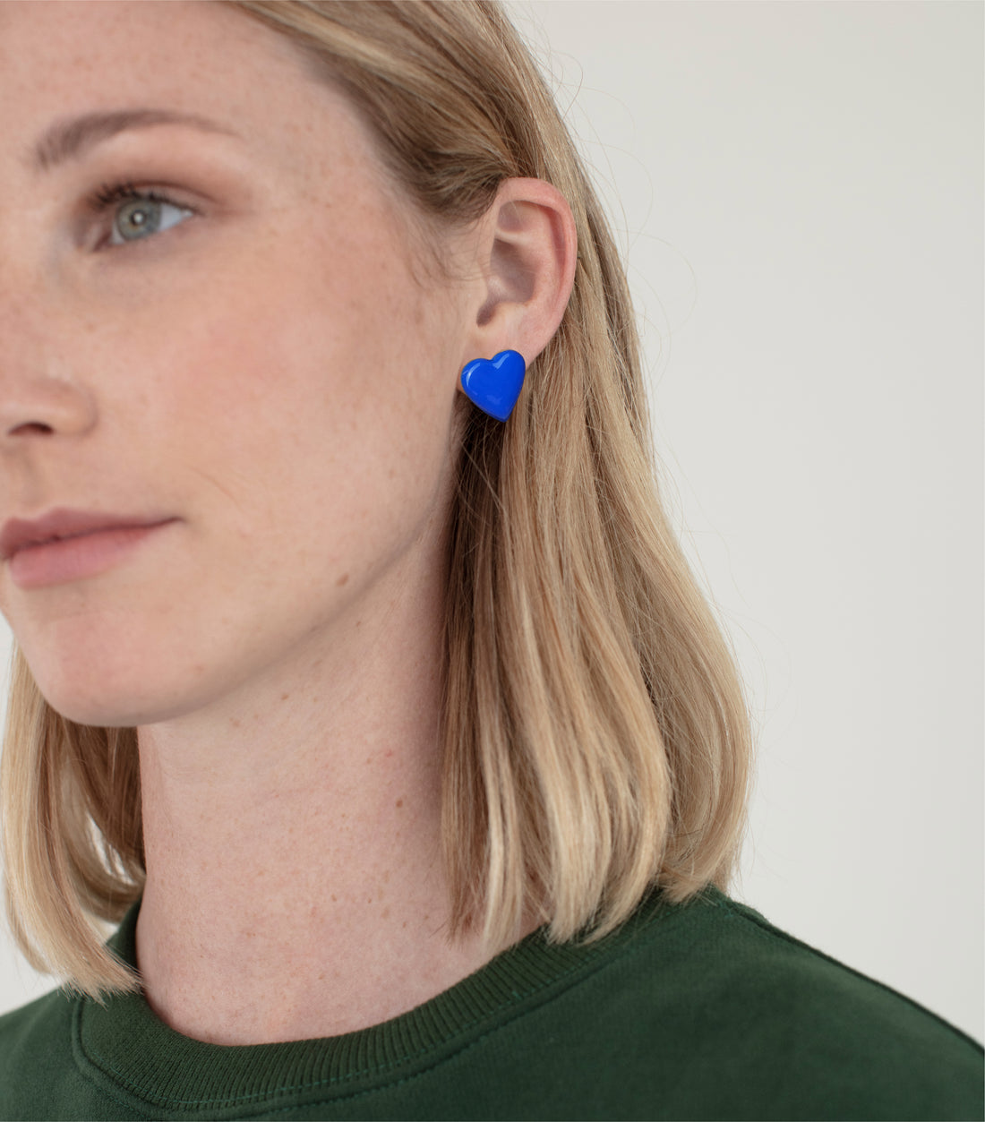 Puffy Heart Studs • Cobalt Blue