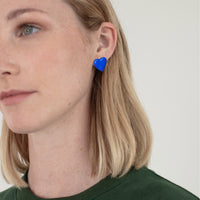 Puffy Heart Studs • Cobalt Blue