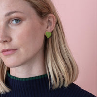 Puffy Heart Studs • Olive