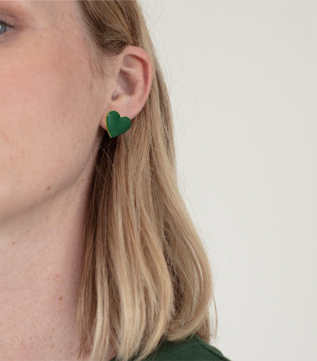 Puffy Heart Studs • Forest Green