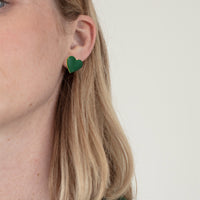 Puffy Heart Studs • Forest Green