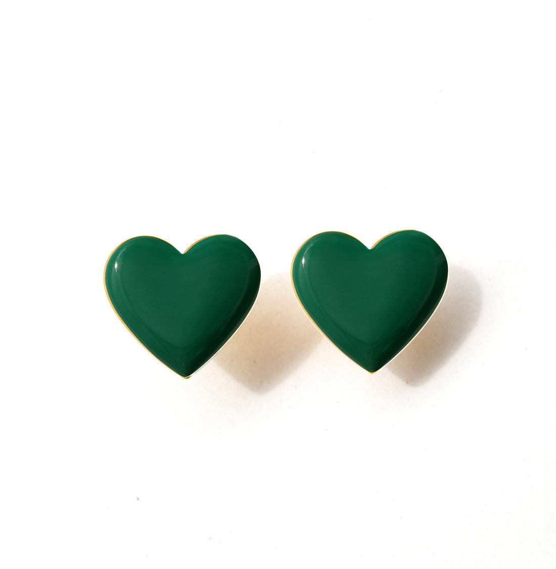 Puffy Heart Studs • Forest Green